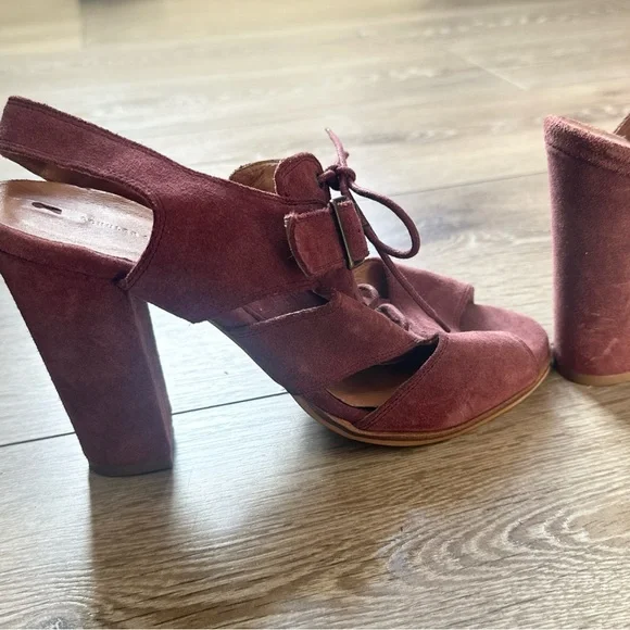 Anthropologie Schuler & Sons Philadelphia Lace Up Peep Toe Heels - Picture 11 of 11